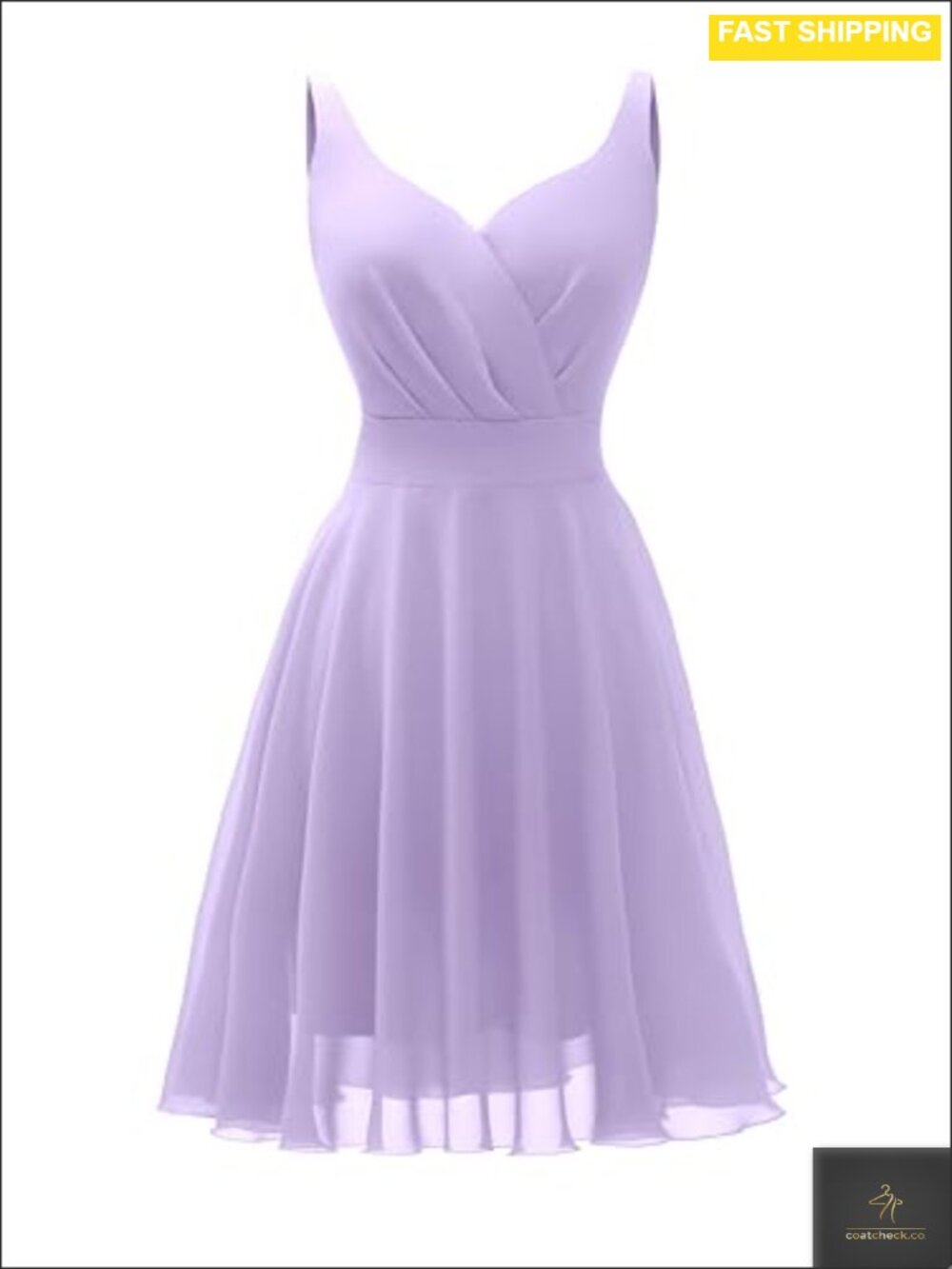 V-Neck Chiffon Cocktail Dress Sleeveless Knee Length Sundress
